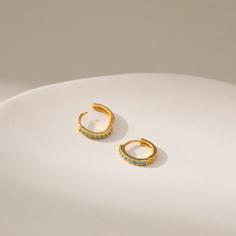 Simple Turquoise Vintage Hoop Earrings