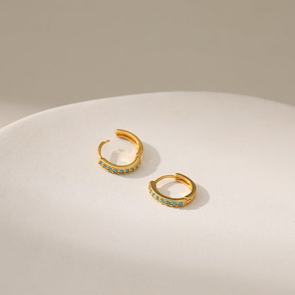 Simple Turquoise Vintage Hoop Earrings