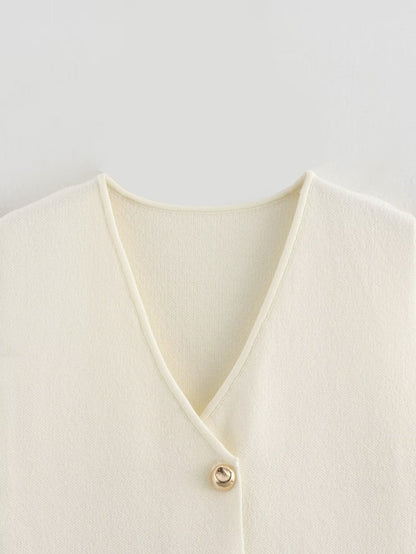 Casual Solid Color Button Down Knit Vest