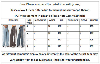 Low Collar Denim Pant Side Striped Jeans