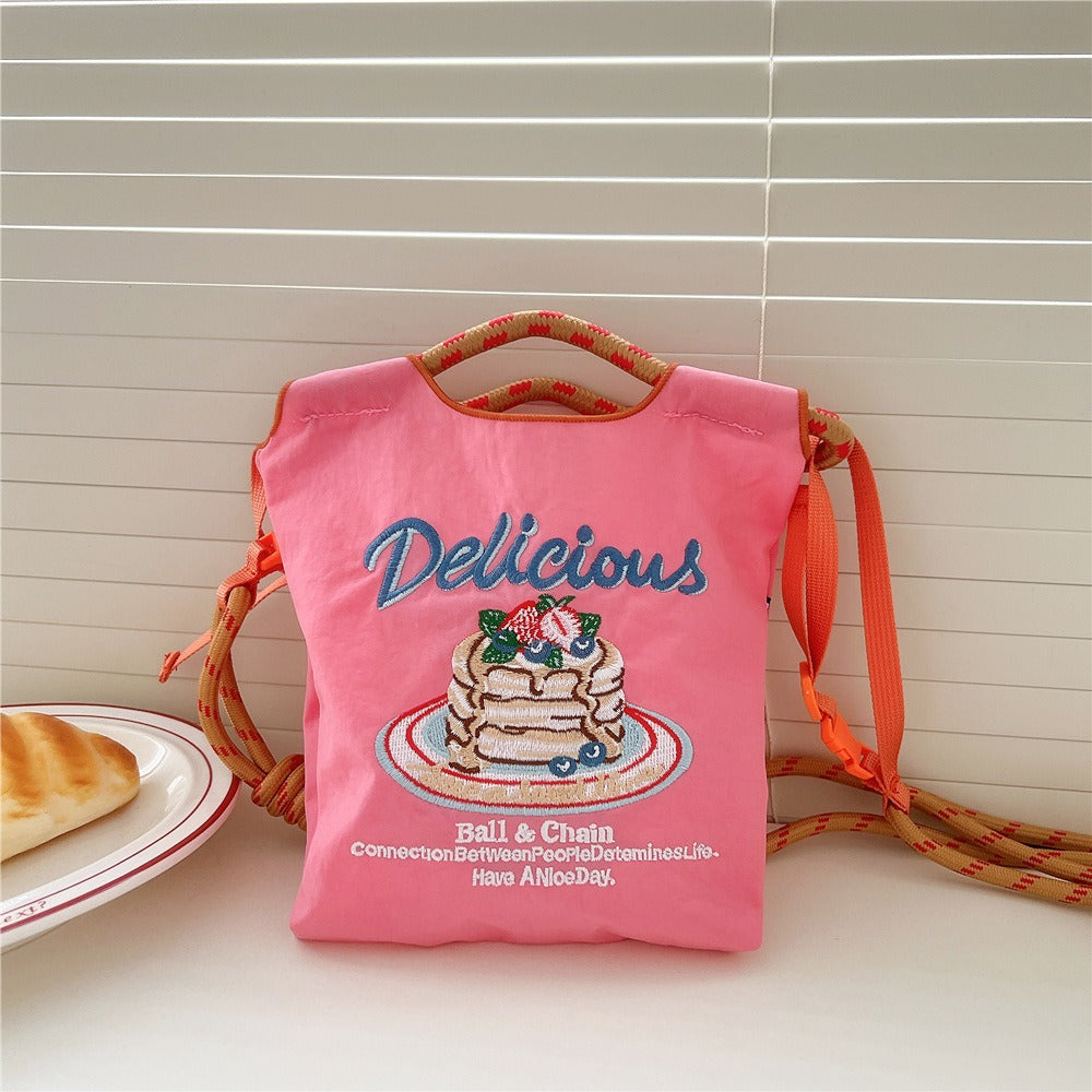 Mini Embrodered Nylon Shopping Shoulder Bag