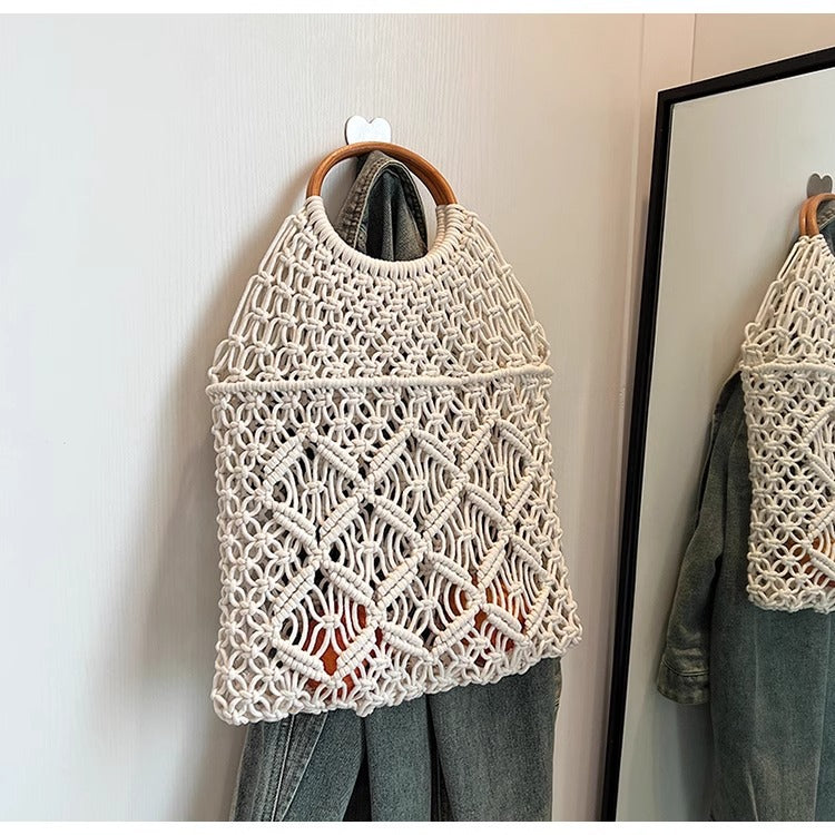Handmade Woven Hollow Out Beach Handbag