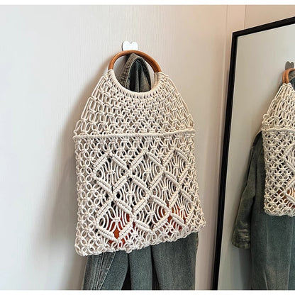 Handmade Woven Hollow Out Beach Handbag