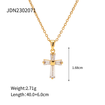 Zircon Cross Pendant Necklace