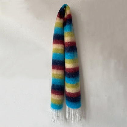 2+ Vintage Rainbow Stripe Tassel Scarves