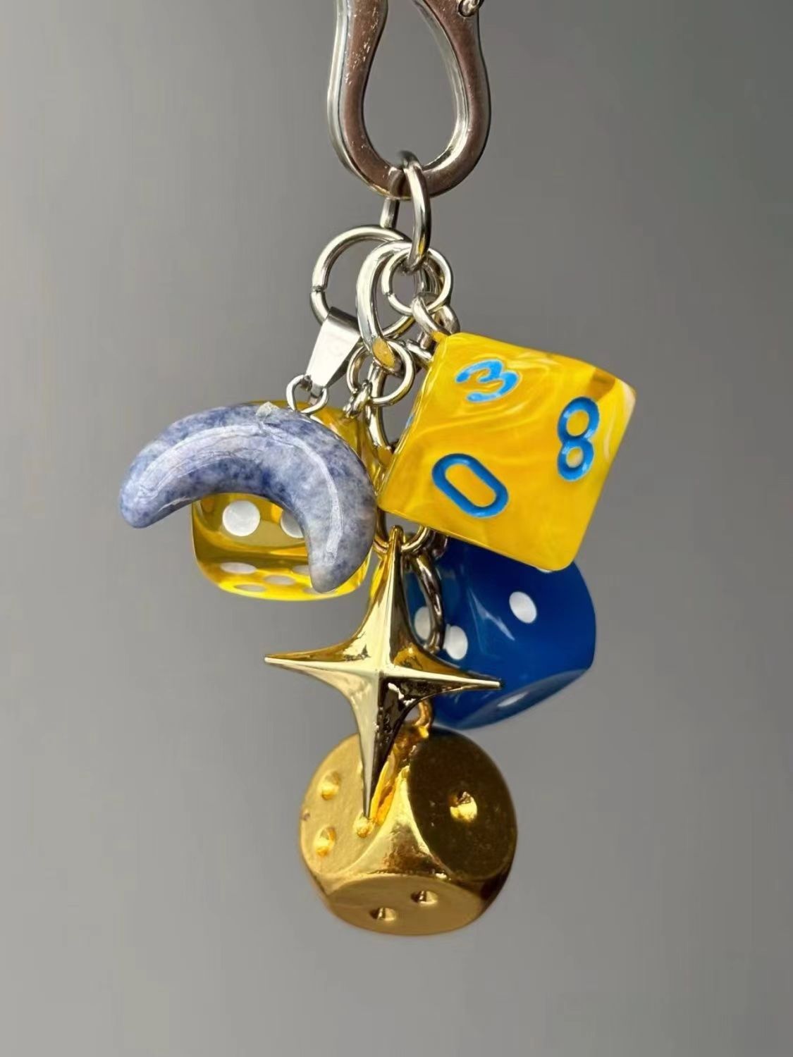 Vintage Lucky Dice Keychain Bag Charm
