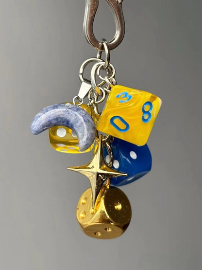 Vintage Lucky Dice Keychain Bag Charm