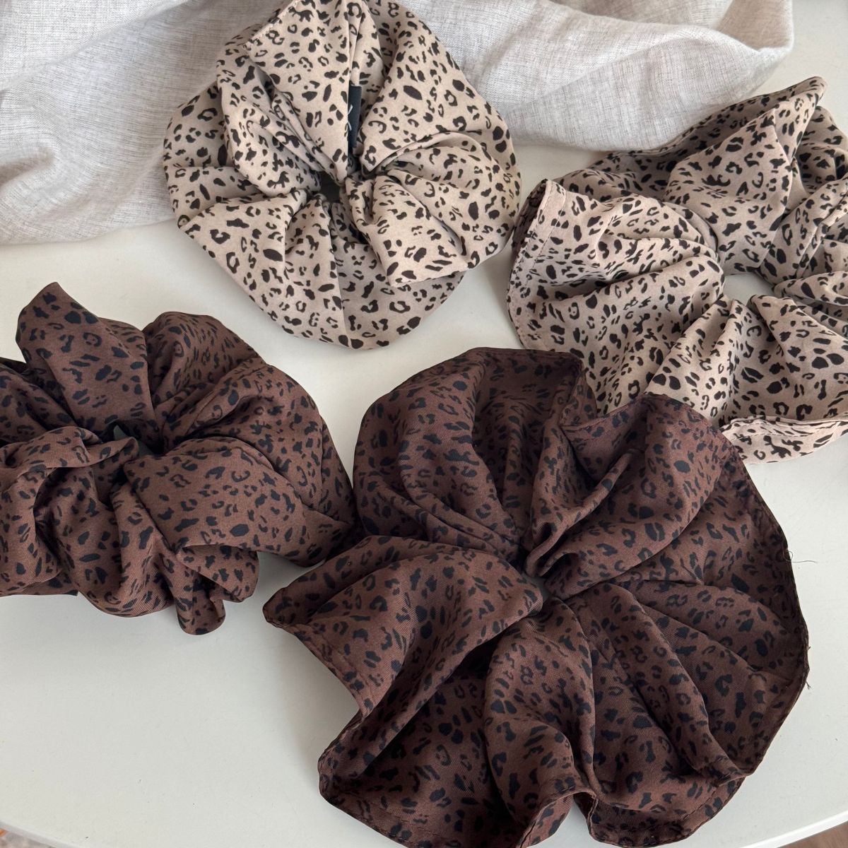 Leopard Print Elastic Retro Large Scrunchies