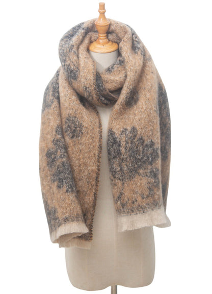 Floral Print Contrast Color Scarves