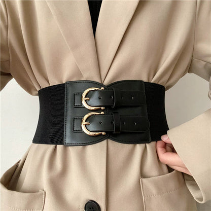 Solid Color Stretchy Adjustable Wide Waist Belt