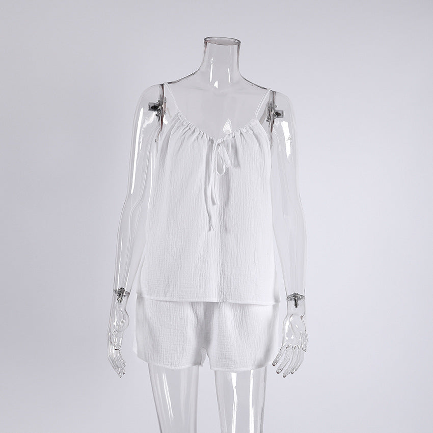 White Loose Casual Sleepwear Sets
