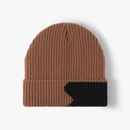 Spliced Color Knit Hat Padded Beanie