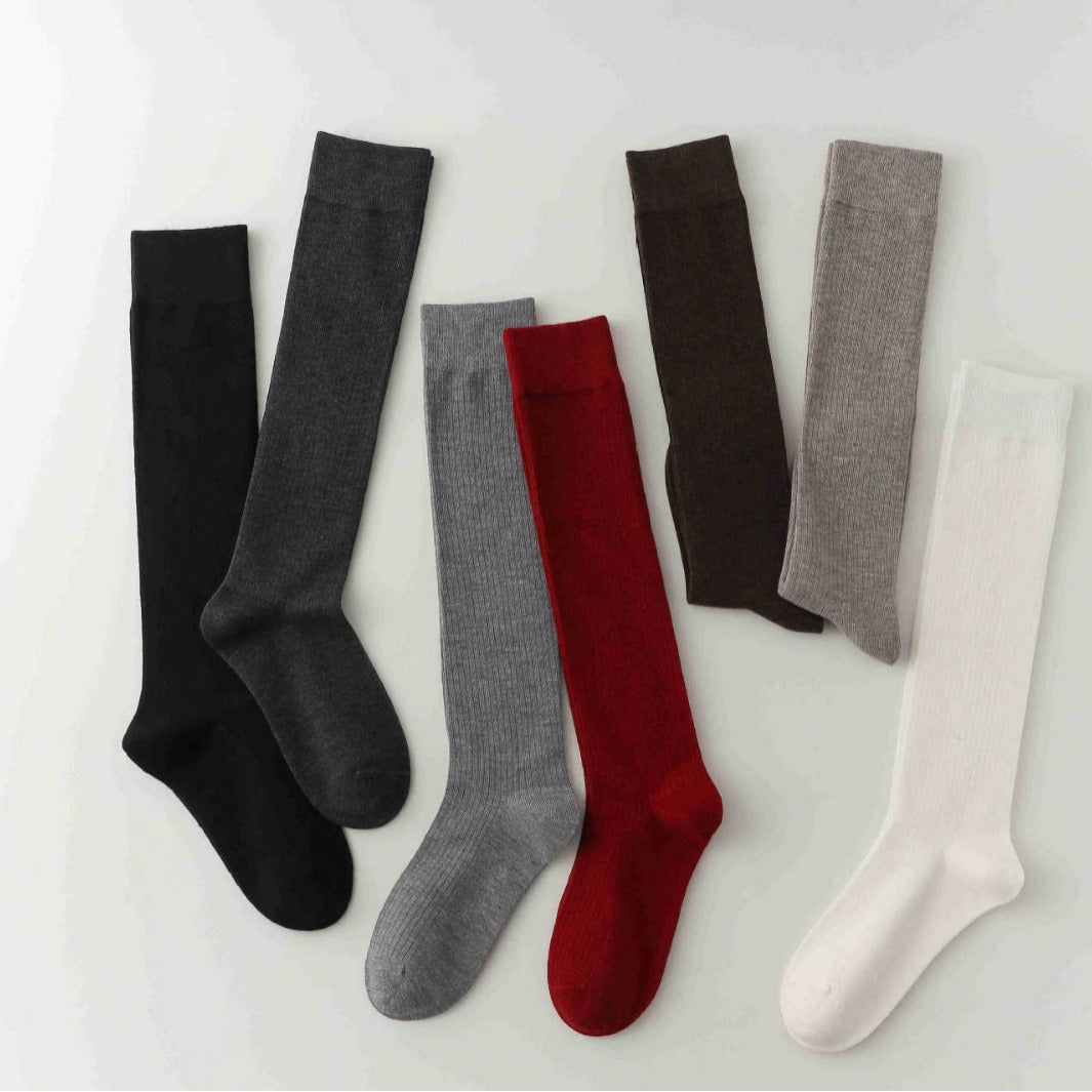 Casual Solid Color Knee High Wool Socks
