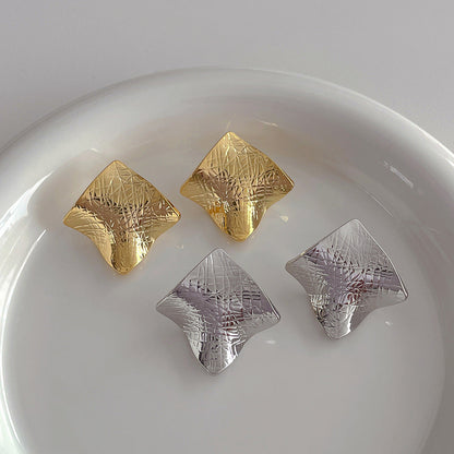 Simple Square Fold Cool Stud Earrings