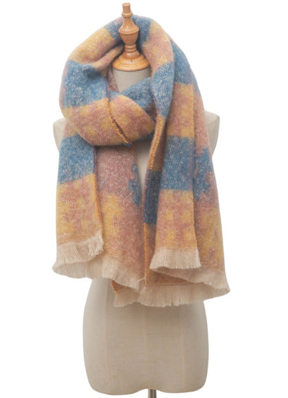 Plaid Print Contrast Color Scarves