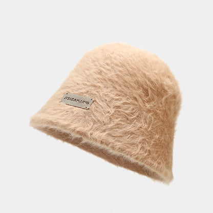 Soft Solid Color Fuzzy Warm Bucket Hat