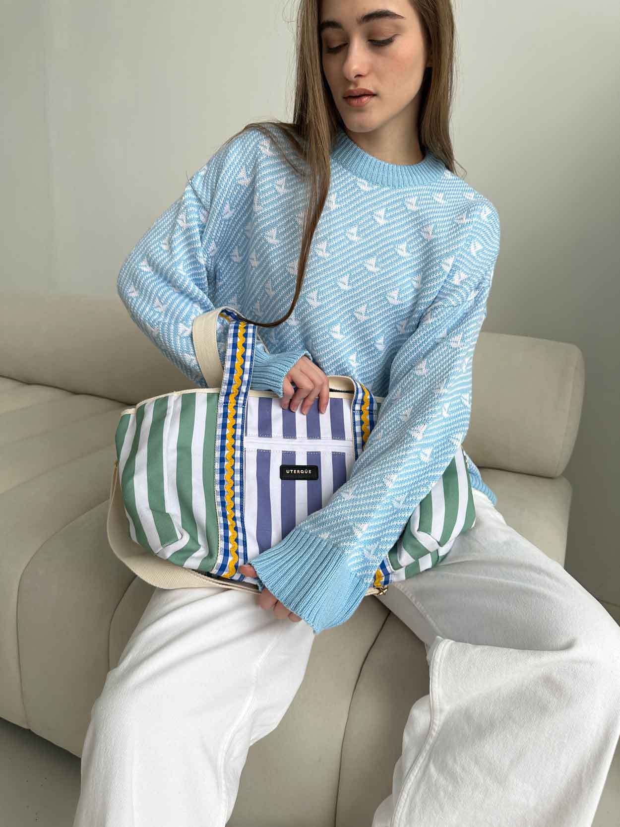 Print Contrast Color Loose Sweater