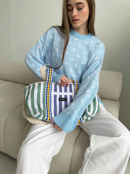 Print Contrast Color Loose Sweater