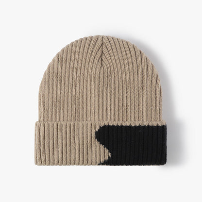 Spliced Color Knit Hat Padded Beanie