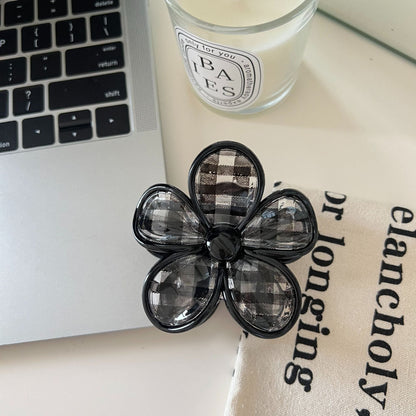 Black Plaid Geometric Sheer Hair Claw