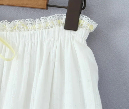 White Lace String Tie Flounce Sweet Set