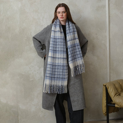 Plaid Color Block Mohair Warm Scarve