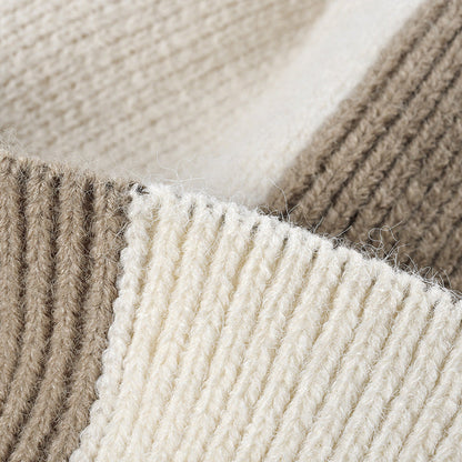 Contrast Color Padded Daily Knit Pom Beanie