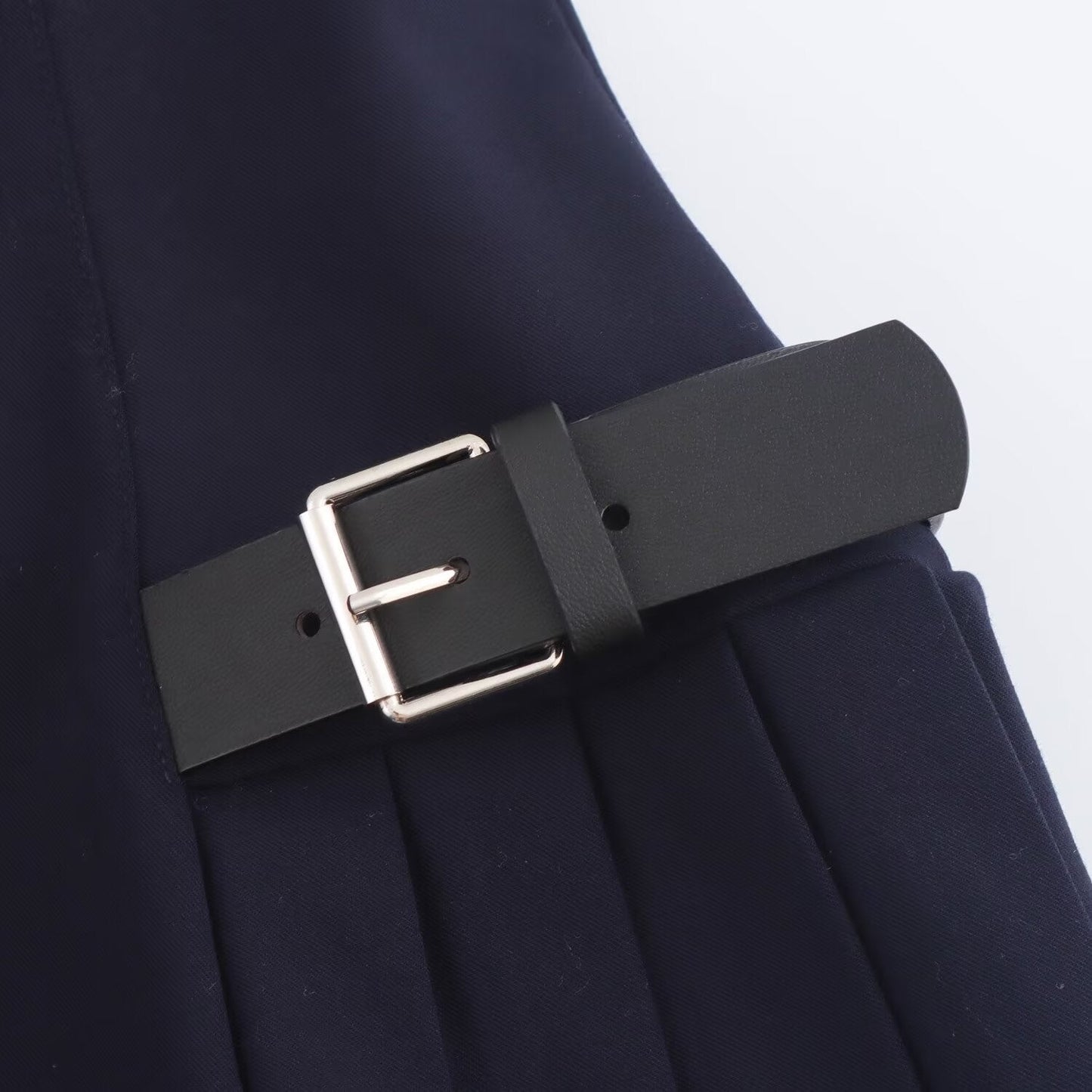 Trendy Round Neck Pleated Mini Dress