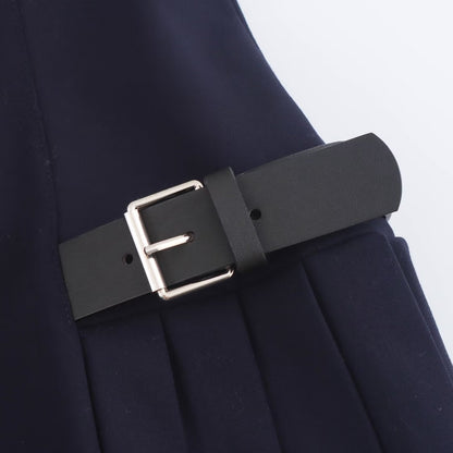 Trendy Round Neck Pleated Mini Dress