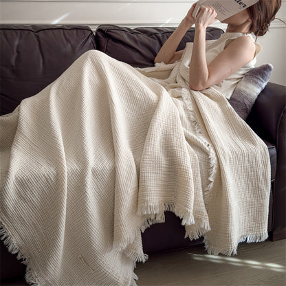 Cozy Solid Color Knit Woven Gauze Blanket