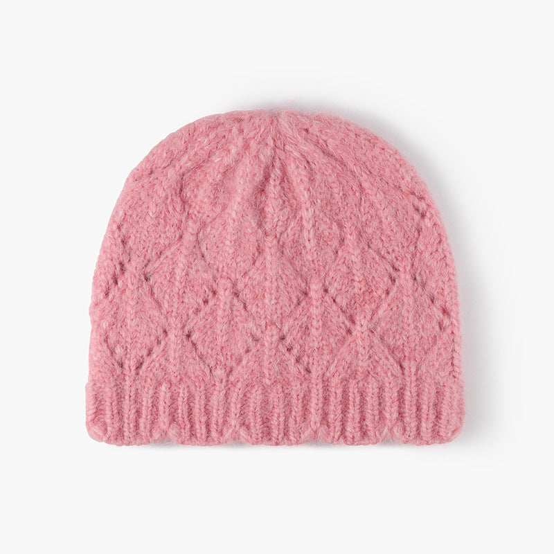 Solid Color Jacquard Knit Beanie