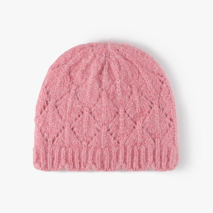 Solid Color Jacquard Knit Beanie
