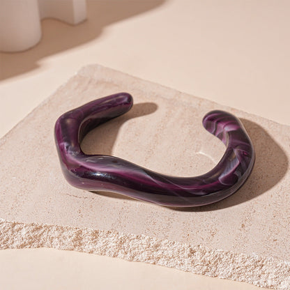 Wave Tie-Dye Geometric Open Acrylic Bracelets