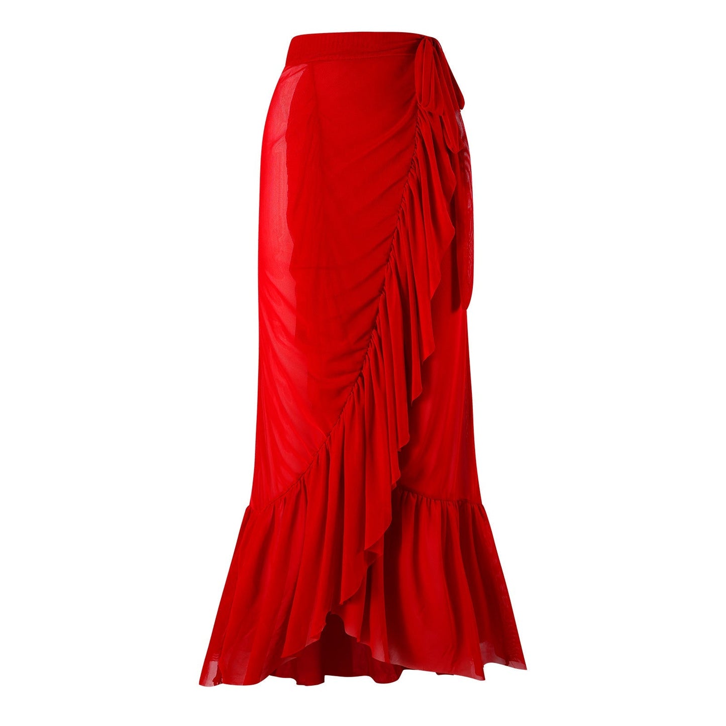 Flower Spaghetti Swimwear Ruffle Skirt Cover