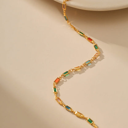 Colourful Square Zirconia Vintage Necklace