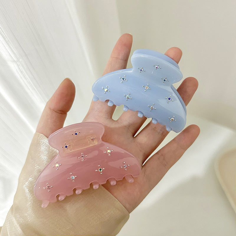 Solid Color Rhinestone Acetate Hair Claw