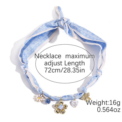 Elegant Pendant Floral Scarf Necklace