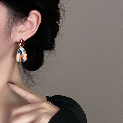 Colorful Enamel Splice Geometric Earrings