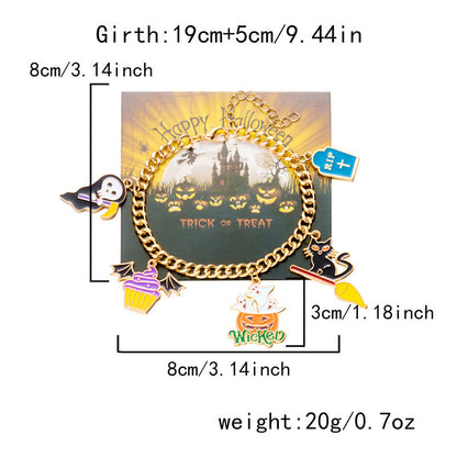 Cute Pumpkin Ghost Halloween Charm Bracelet