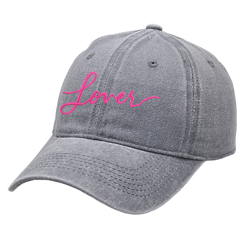 Letter Embroidered Washed Simple Baseball Caps