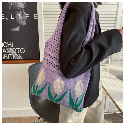 Vintage Flower Jacquard Knit SHoulder Bag