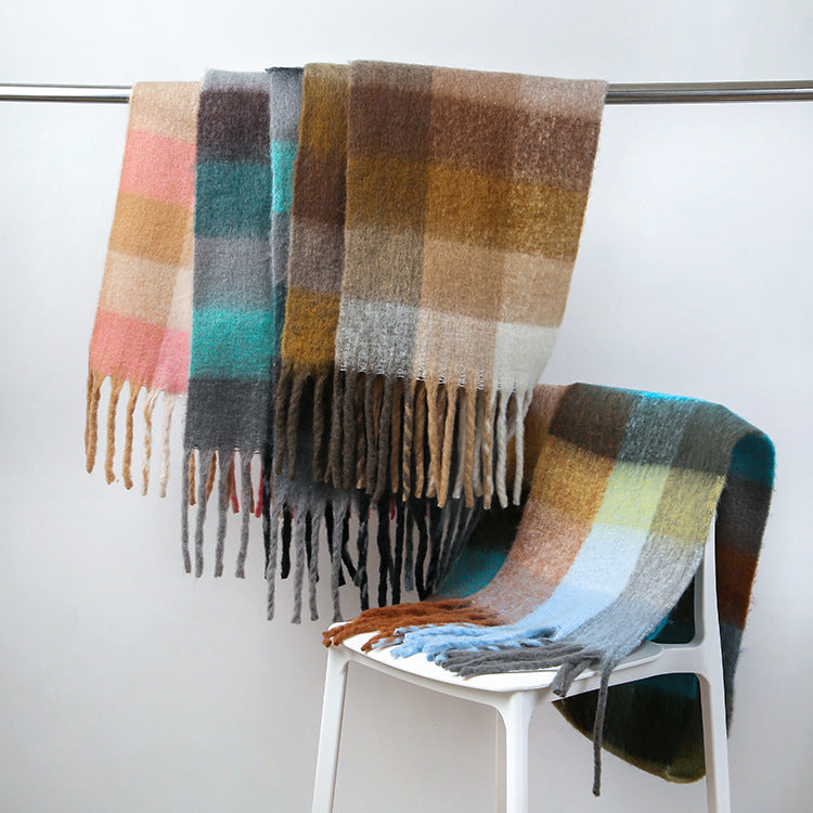 2+ Soft Contrast Color Plaid Scarves