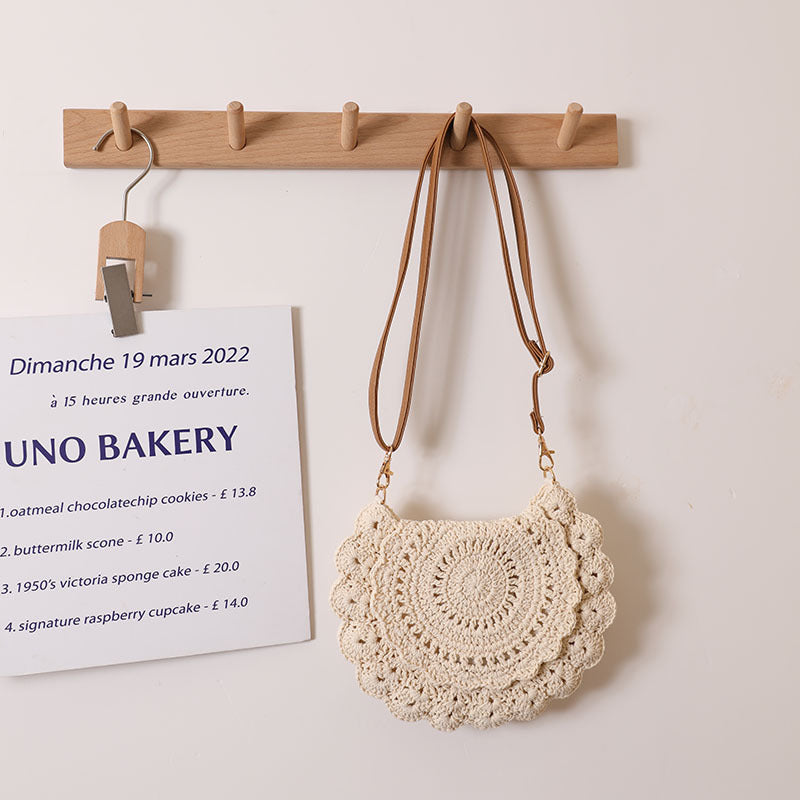 Flounce Hollow Out Woven Shoulder Bag