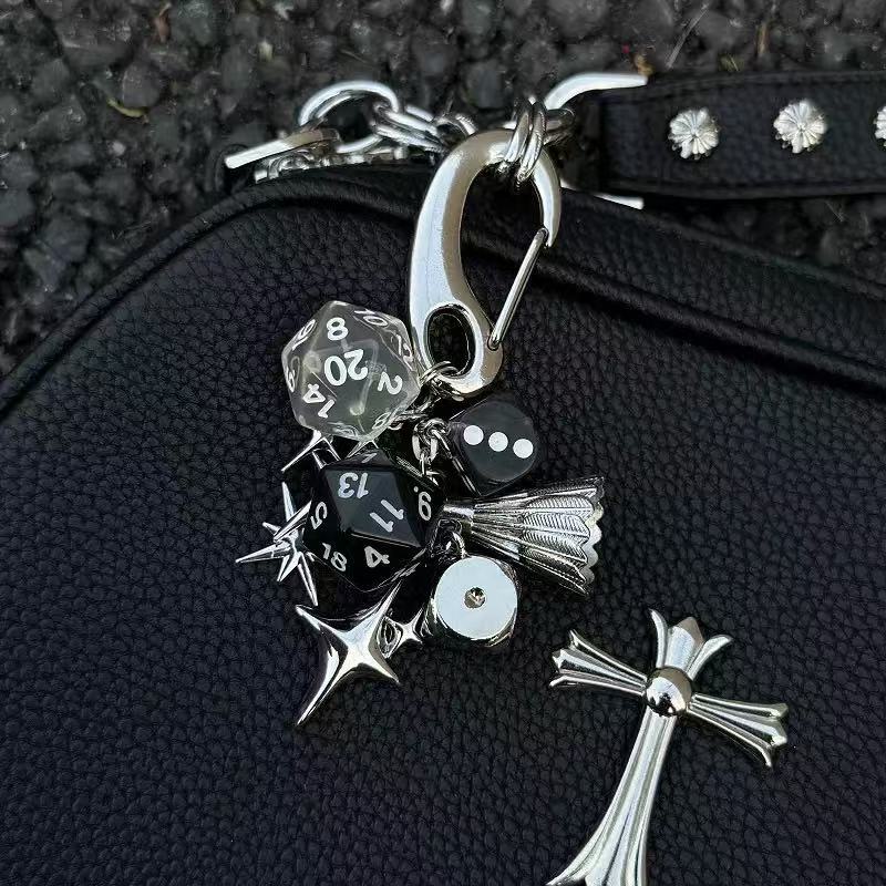 Simple Dice Star Braided Keychain Bag Charm