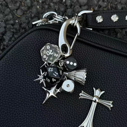 Simple Dice Star Braided Keychain Bag Charm