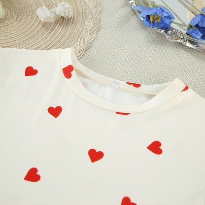 2PCS Love Print Knit Sleepwear Sets