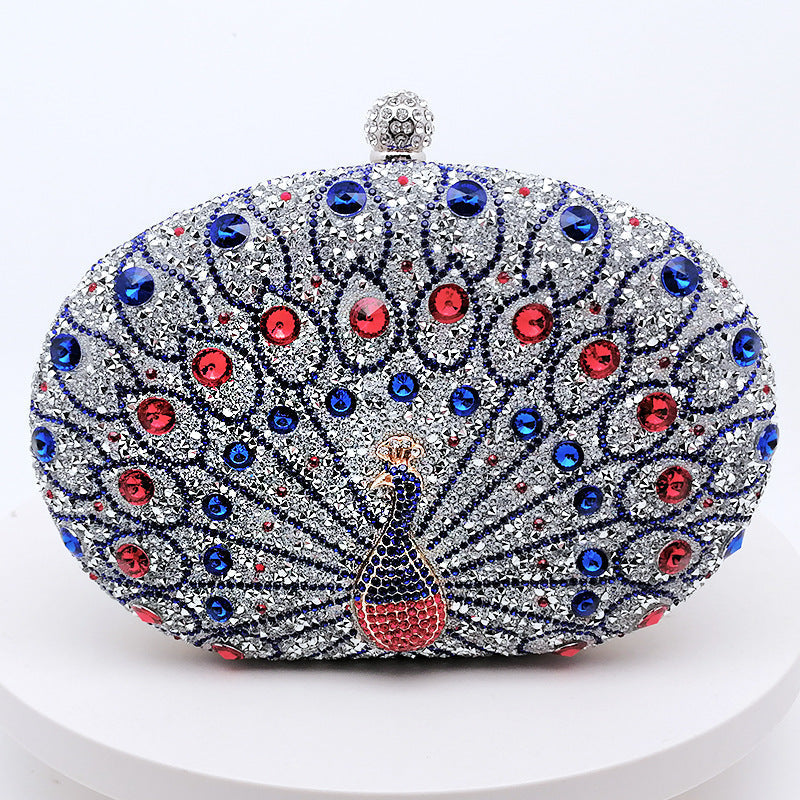 Peacock Rhinestone Elegant Party Evening Handbag