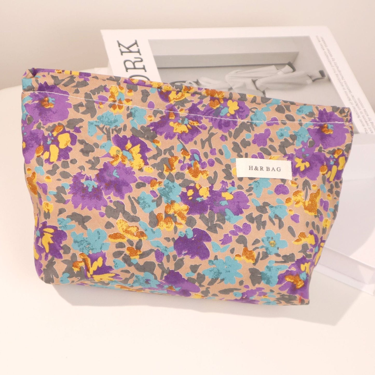 Simple Colorful Floral Print Cosmetic Bag