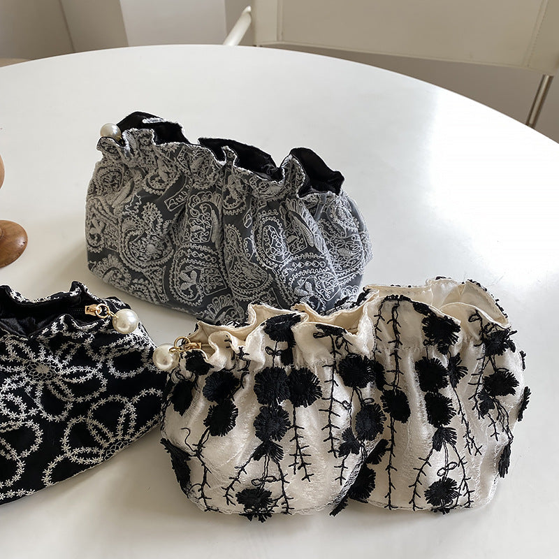 Floral Embroidered Lace Cosmetic Bag