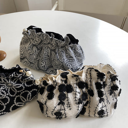 Floral Embroidered Lace Cosmetic Bag